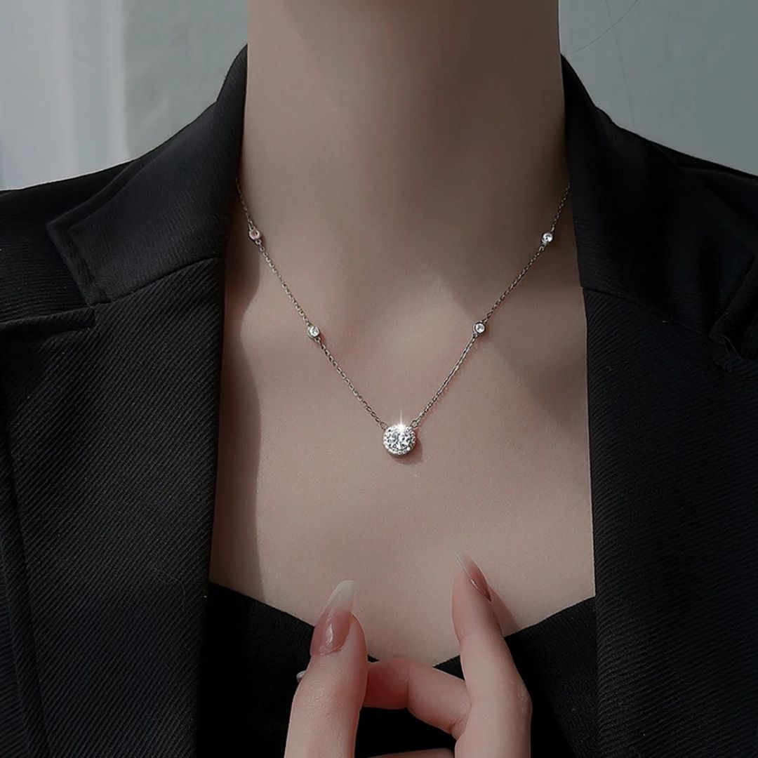 Alexia - S925 Zilveren Moissanite Ketting Dames 1CT Wit Goud