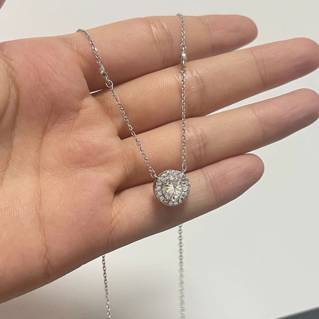 Alexia - S925 Zilveren Moissanite Ketting Dames 1CT Wit Goud