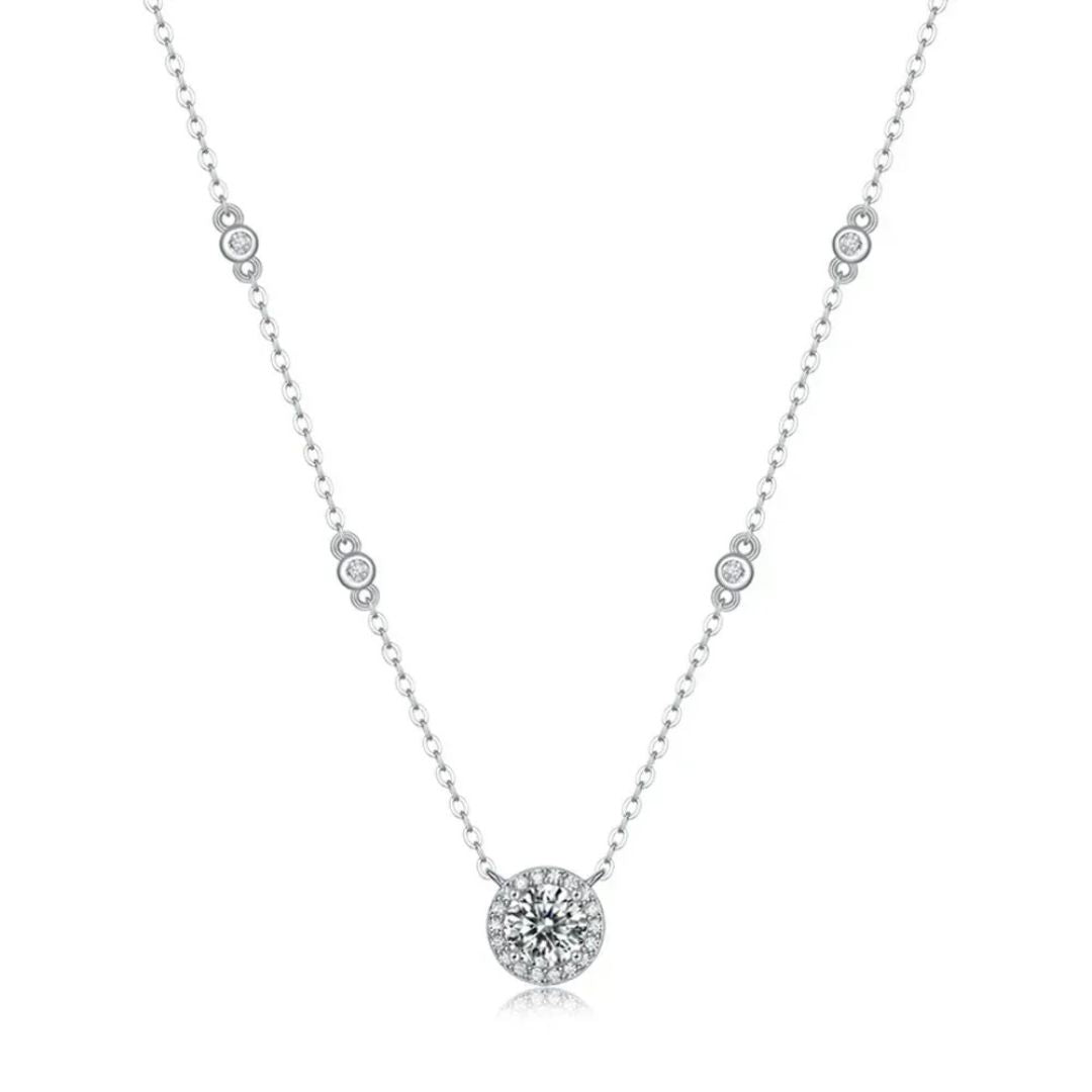 Alexia - S925 Zilveren Moissanite Ketting Dames 1CT Wit Goud