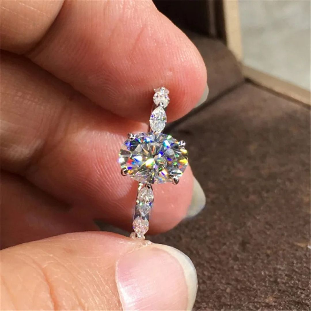 Alureuxe Oval - S925 Zilveren Moissanite Ring Dames 1-2CT Wit Goud