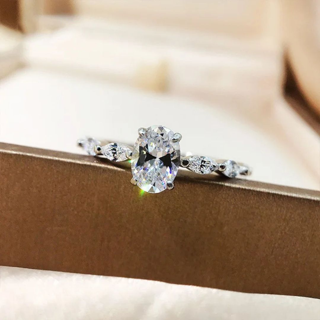 Alureuxe Oval - S925 Zilveren Moissanite Ring Dames 1-2CT Wit Goud