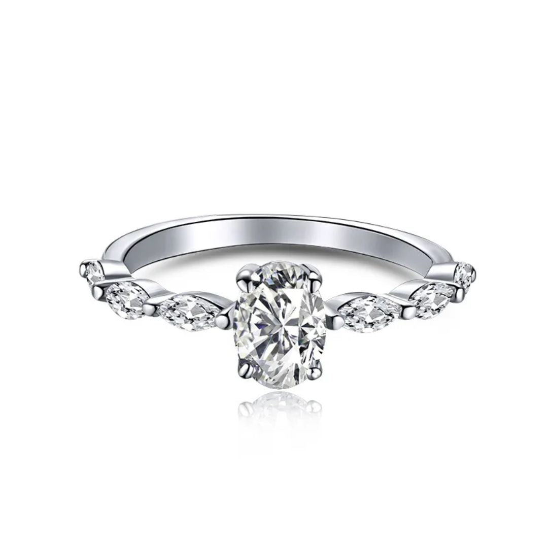 Alureuxe Oval - S925 Zilveren Moissanite Ring Dames 1-2CT Wit Goud