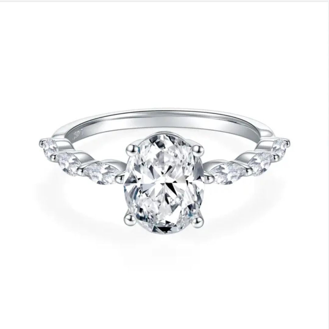 Amaria Sparkle - Zilveren Moissanite Ovaal Ring Dames 1.0-2.0CT