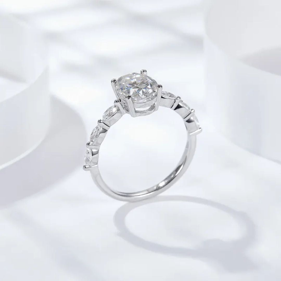 Amaria Sparkle - Zilveren Moissanite Ovaal Ring Dames 1.0-2.0CT
