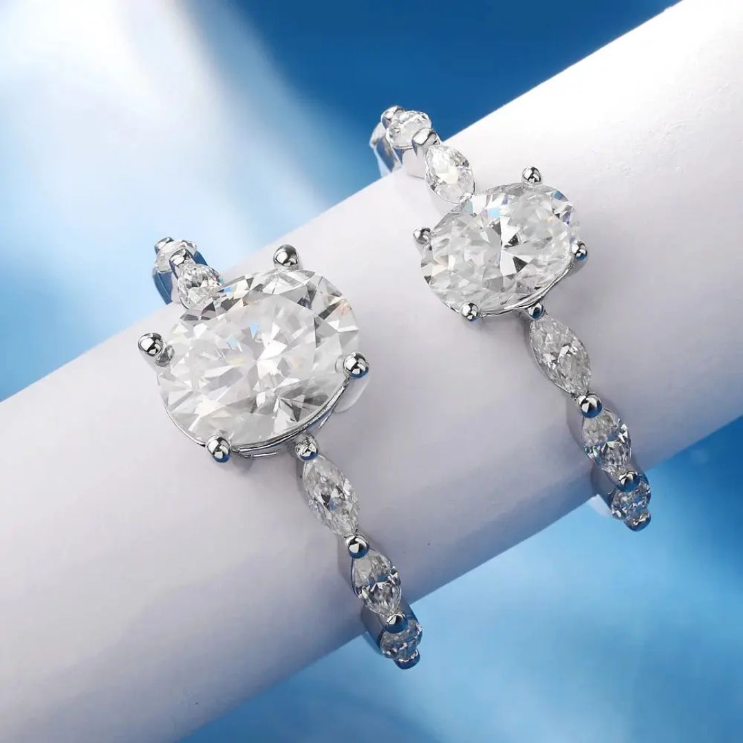 Amaria Sparkle - Zilveren Moissanite Ovaal Ring Dames 1.0-2.0CT