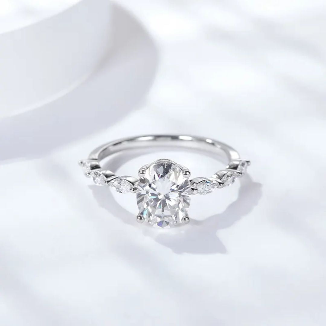 Amaria Sparkle - Zilveren Moissanite Ovaal Ring Dames 1.0-2.0CT