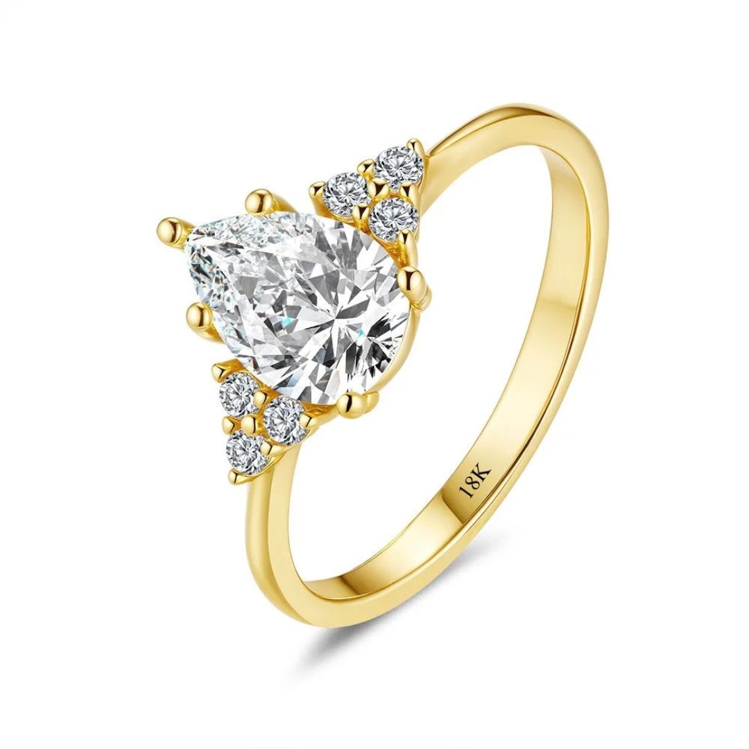 AquaPearl - 18k Goldplated S925 Zilveren Moissanite Ring Dames 1.5CT