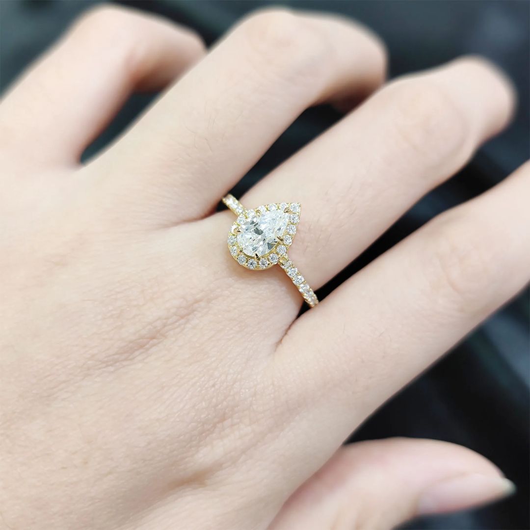 Aurelia Doré - 18k Goldplated Luxe 2CT Moissanite Peer Cut Dames