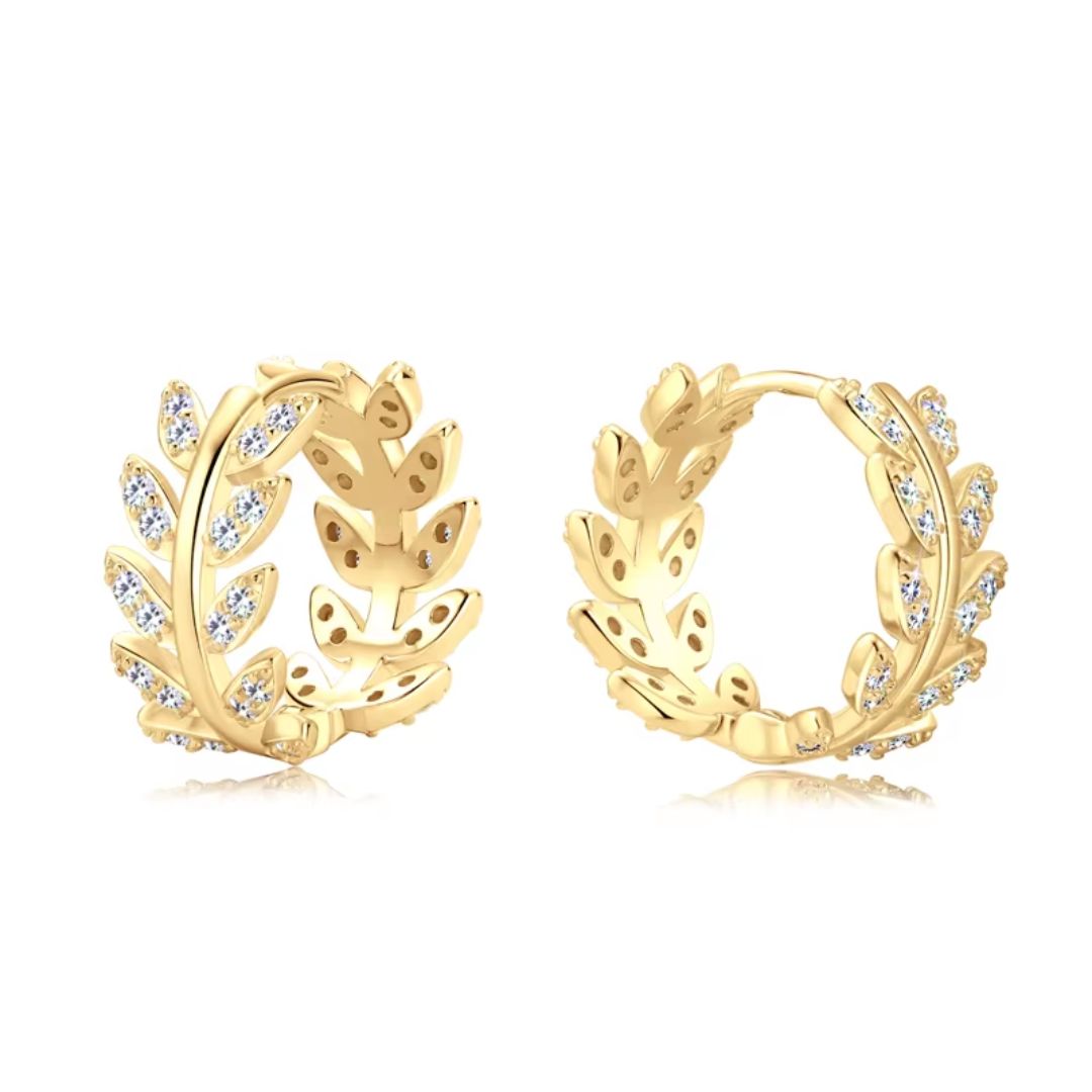 Aurora Leaf – Luxe Moissanite Hoop Oorbellen