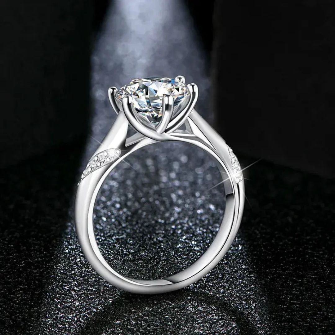 Clair de Diamant - Zilveren 3CT Moissanite Verlovingsring Dames