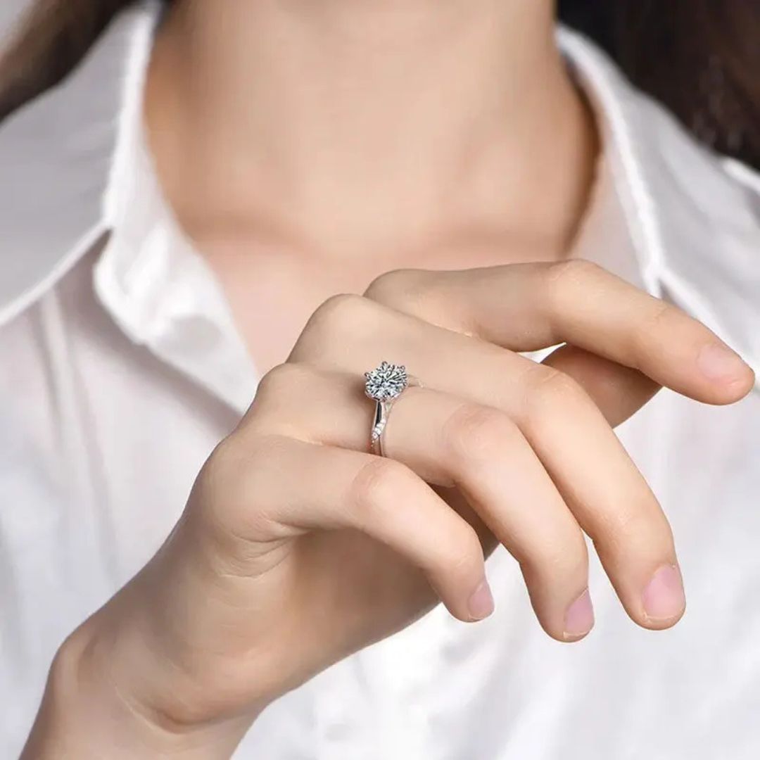Clair de Diamant - Zilveren 3CT Moissanite Verlovingsring Dames