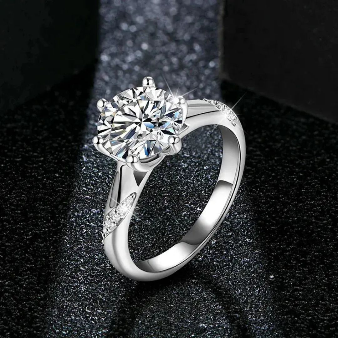Clair de Diamant - Zilveren 3CT Moissanite Verlovingsring Dames