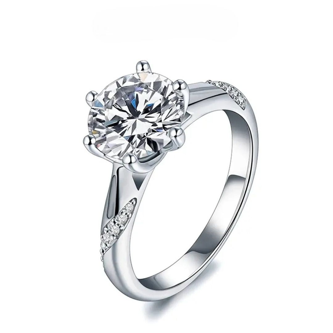 Clair de Diamant - Zilveren 3CT Moissanite Verlovingsring Dames