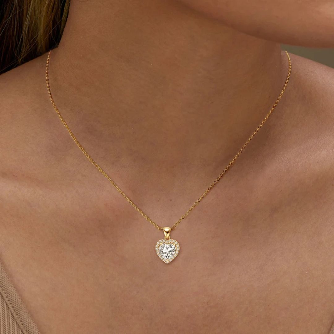 Coeur Amour - 925 Zilveren Moissanite Hart Ketting Dames 2CT