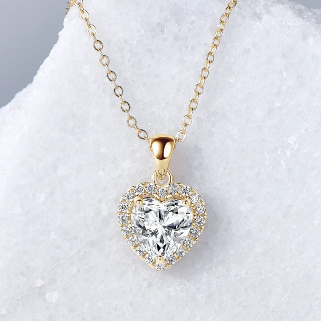 Coeur Amour - 925 Zilveren Moissanite Hart Ketting Dames 2CT