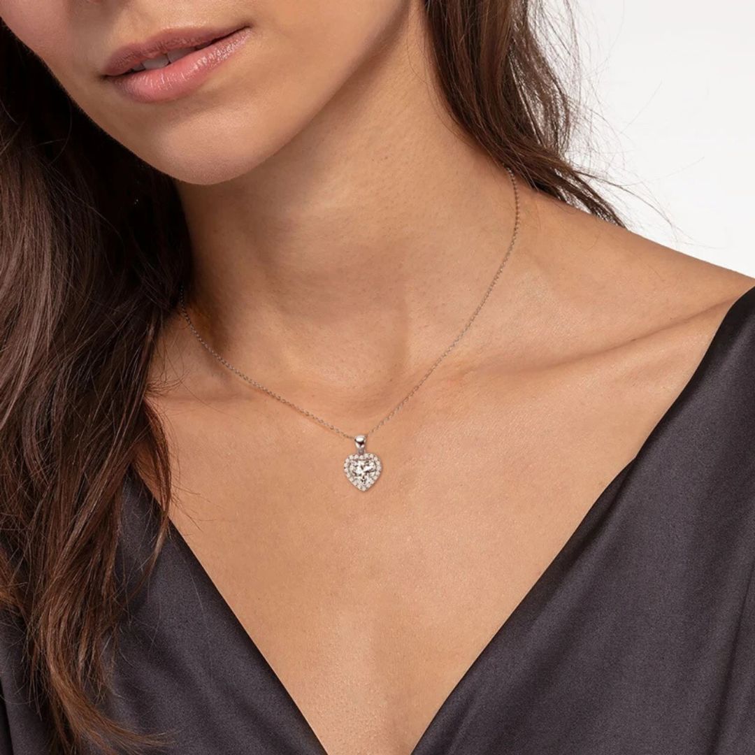 Coeur Amour - 925 Zilveren Moissanite Hart Ketting Dames 2CT