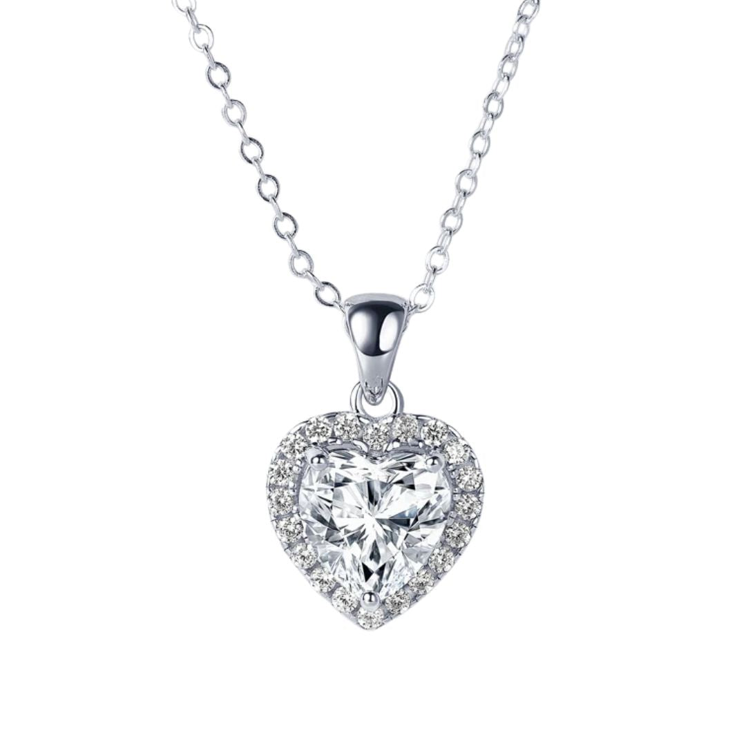 Coeur Amour - 925 Zilveren Moissanite Hart Ketting Dames 2CT