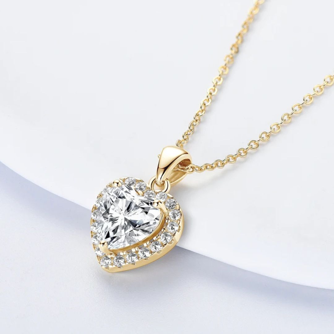 Coeur Amour - 925 Zilveren Moissanite Hart Ketting Dames 2CT