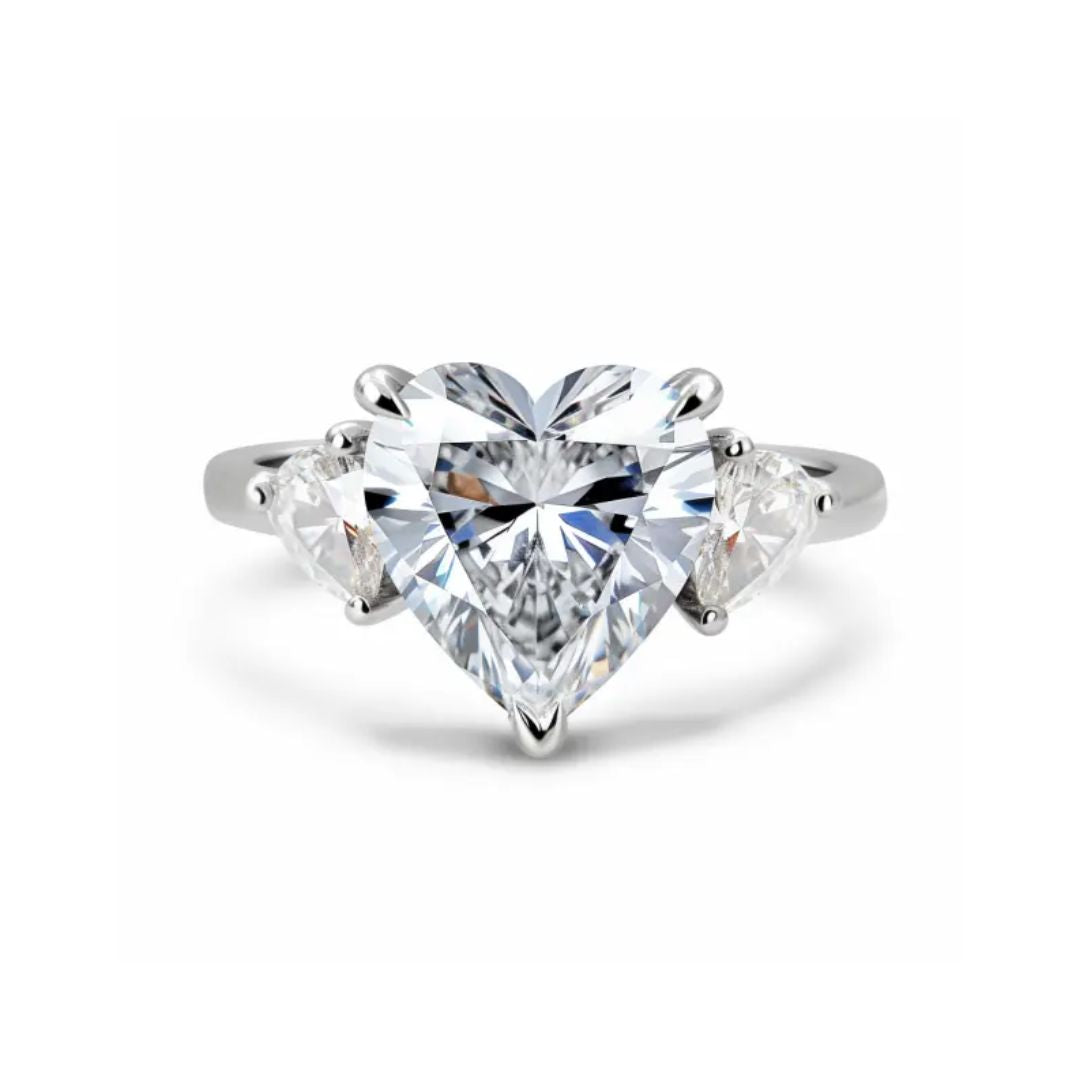Coeur Éclat - Hartvormige Moissanite Ring met 18k Wit Goudplating