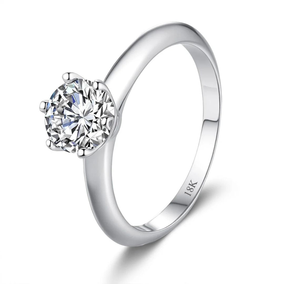 Crown Elegance - 18k Wit Goudplated Zilveren Moissanite Ring Dames 0.5-5CT