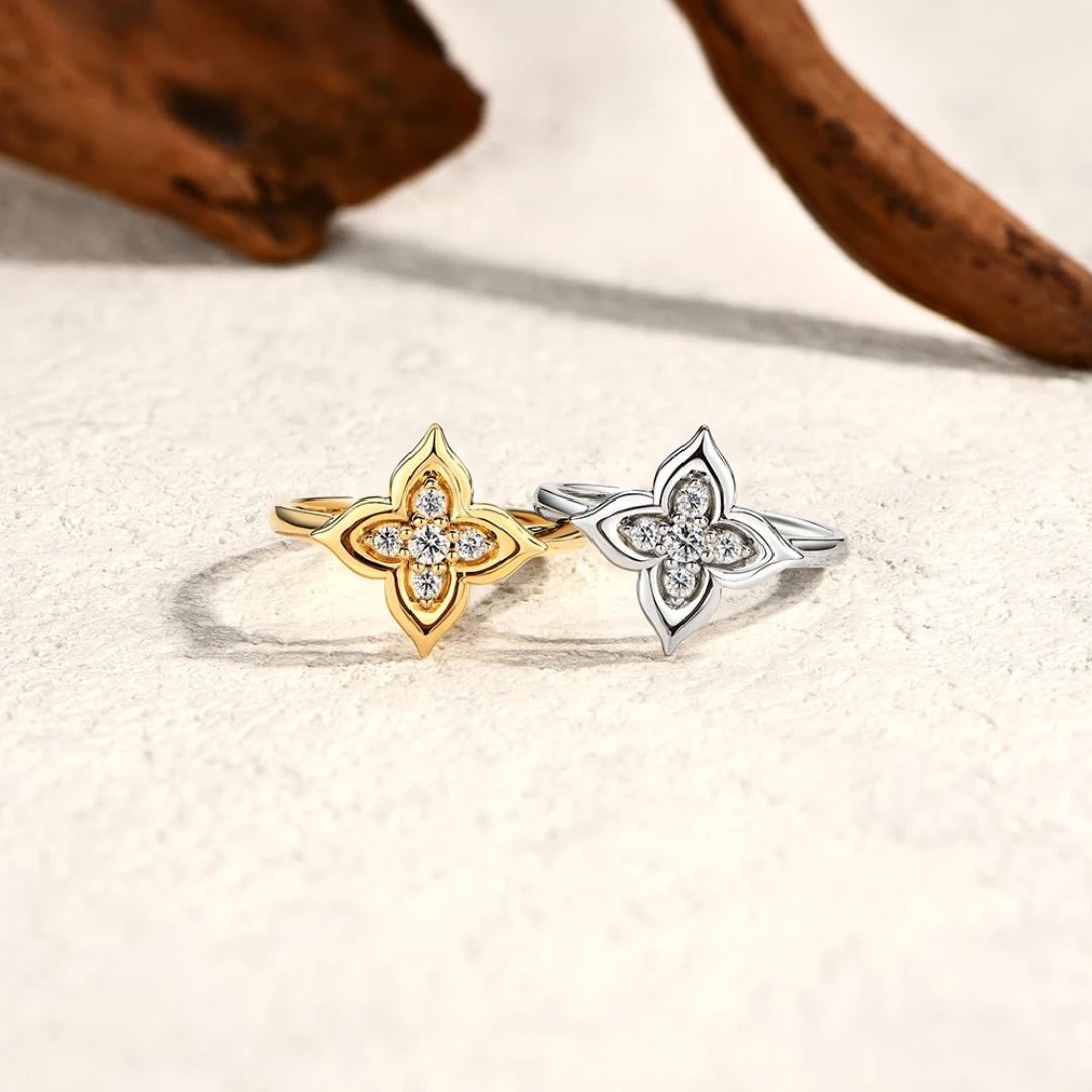 CruzLuxe - 925 Zilveren Moissanite Ring Dames 0.3CT Dual Gold