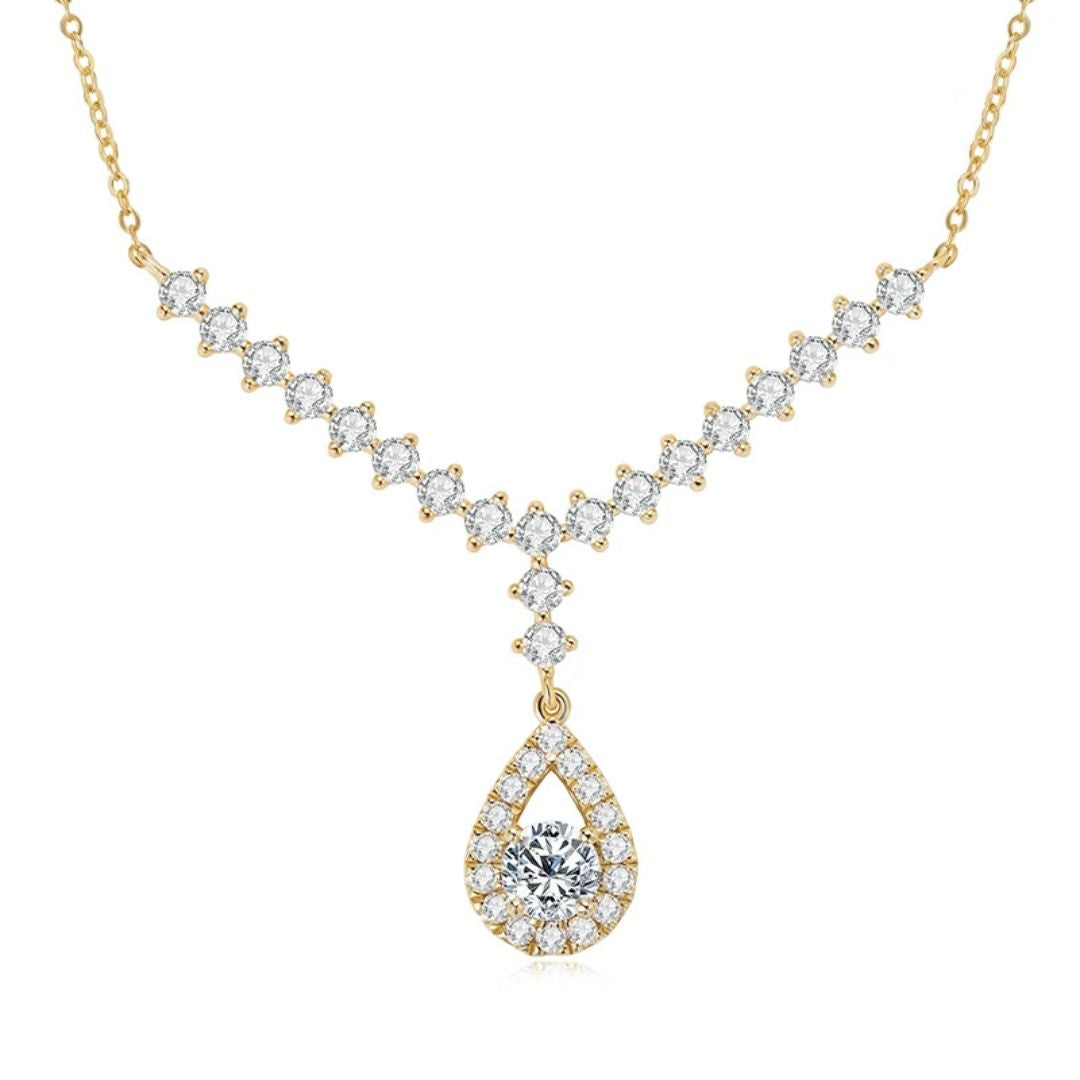 Éclat de Lune – Luxe Moissanite Lariat Halsketting