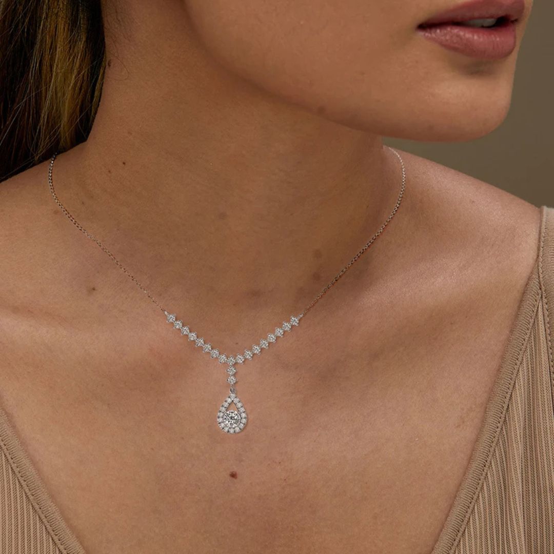 Éclat de Lune – Luxe Moissanite Lariat Halsketting
