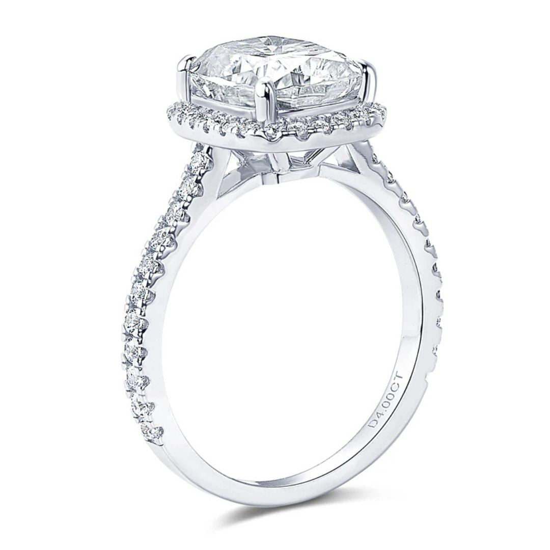 Elite Halo - S925 Zilveren Moissanite Ring Dames 4CT Wit Goud
