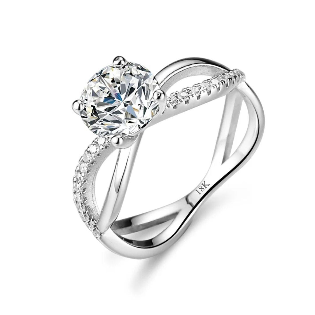 EternaGlow - 18k Wit Goldplated S925 Zilveren Moissanite Ring Dames 1CT