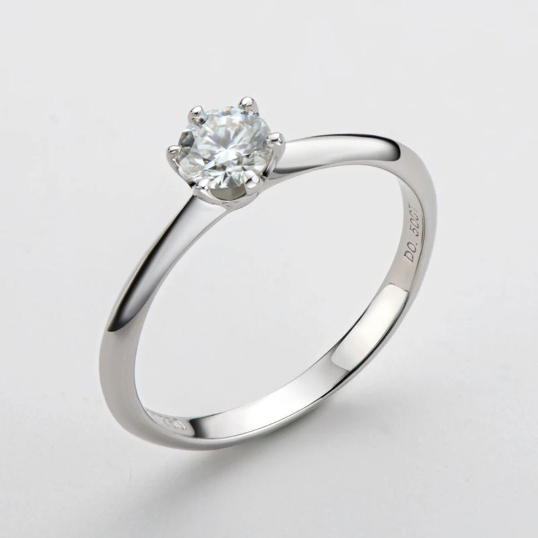 Eterna Spark - S925 Zilveren Moissanite Solitaire Ring Dames 0.5CT