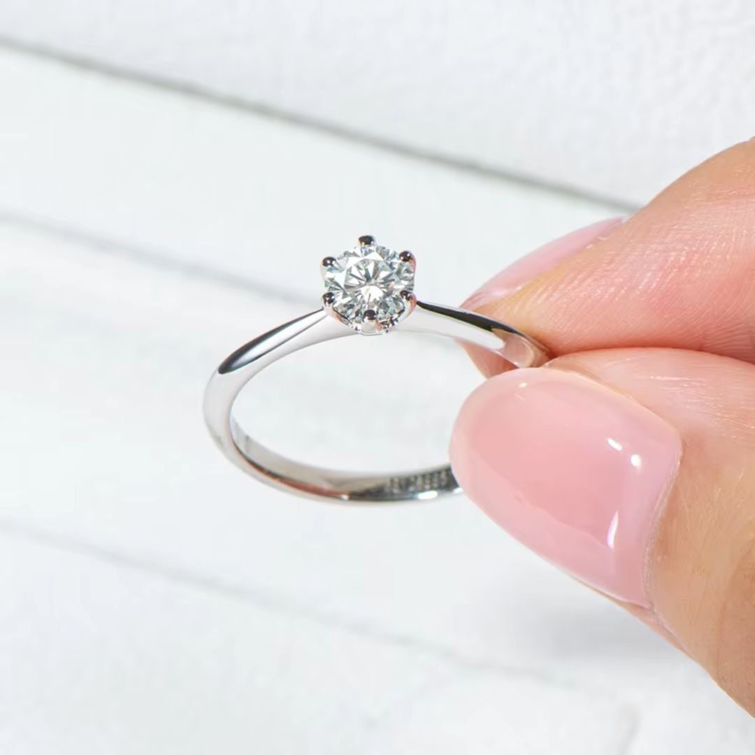 Eterna Spark - S925 Zilveren Moissanite Solitaire Ring Dames 0.5CT