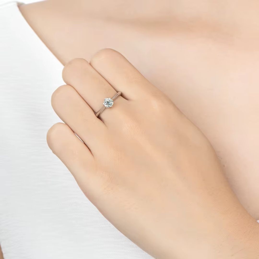 Eterna Spark - S925 Zilveren Moissanite Solitaire Ring Dames 0.5CT