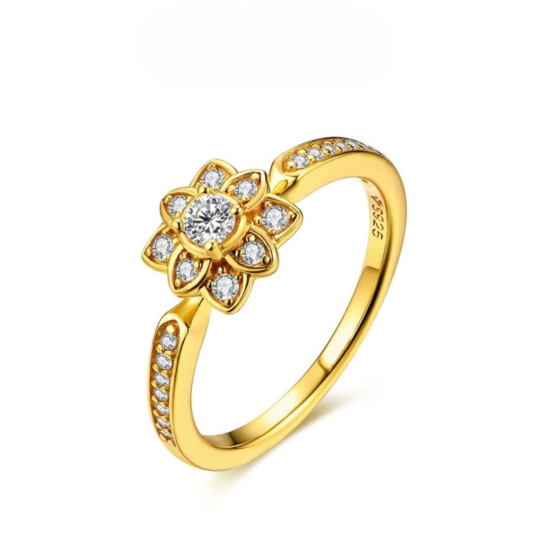 Flora Brilliance - S925 Zilveren Moissanite Bloem Ring Dames 0.3CT