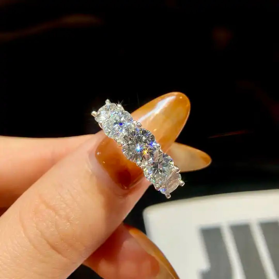 Grand Silo - Zilveren Moissanite 5-Steen Ring Dames 3.6CT Platina