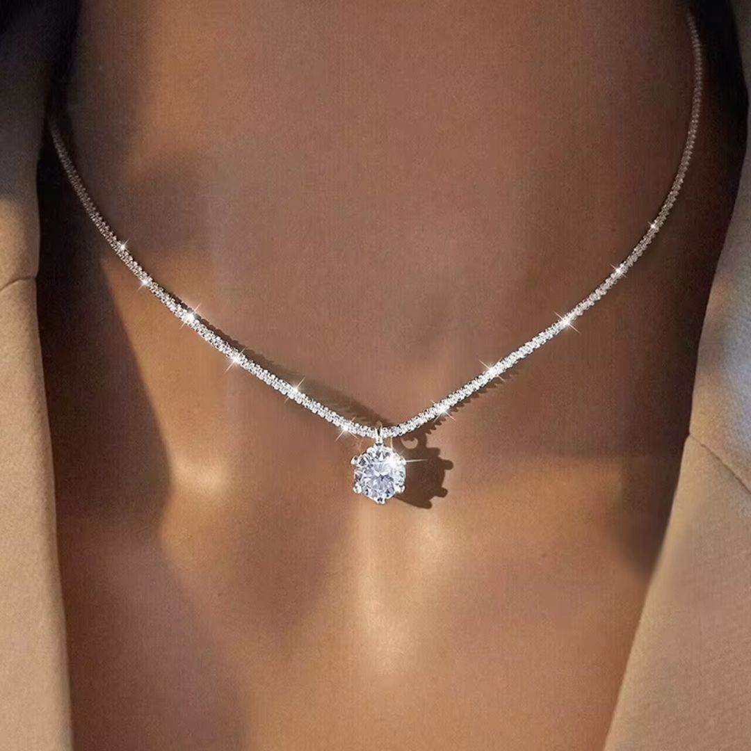 Liora Grace - Moissanite Halsketting met Wit Goudplating