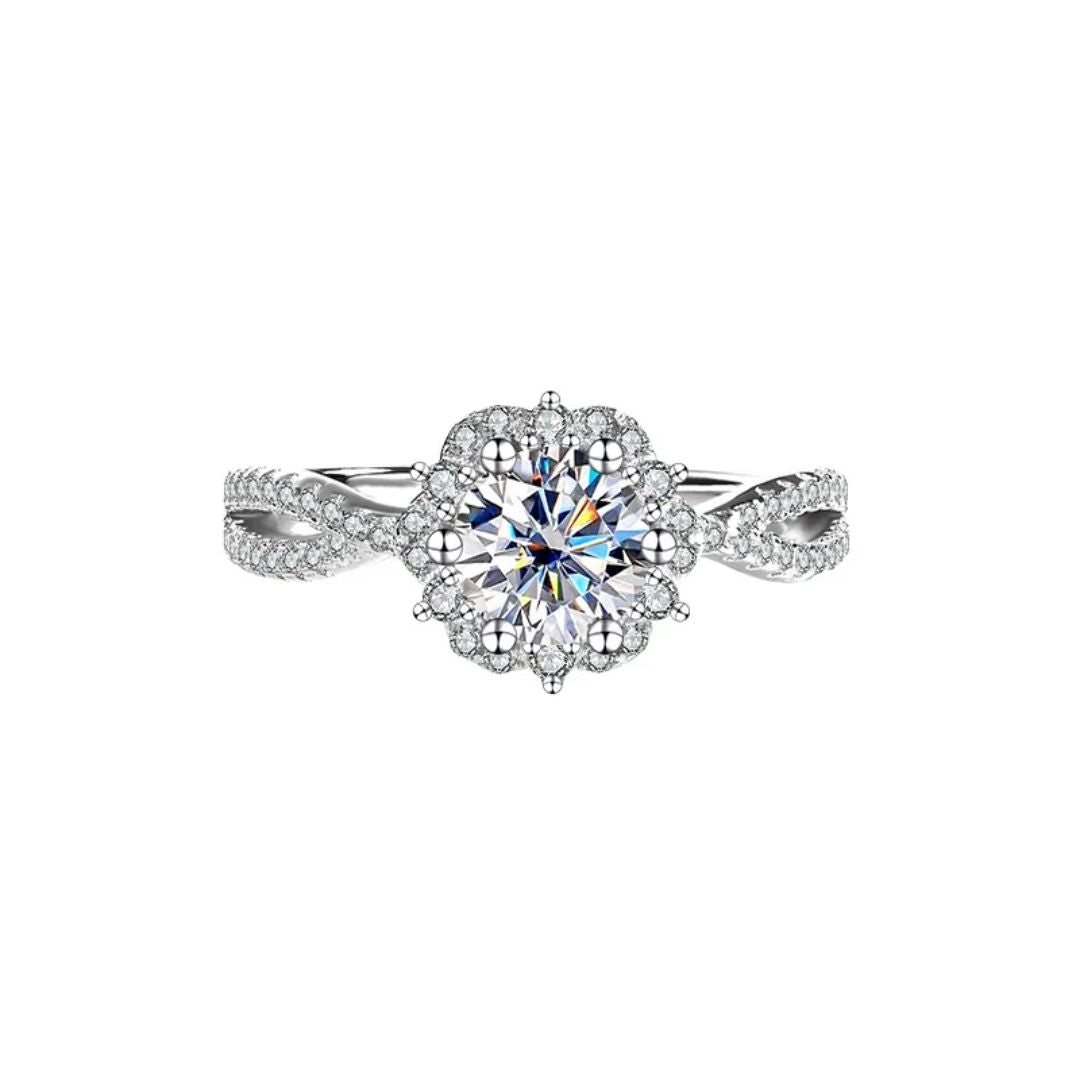 Lotus Charm - S925 Zilveren Moissanite Ring Dames 2CT Wit Goud