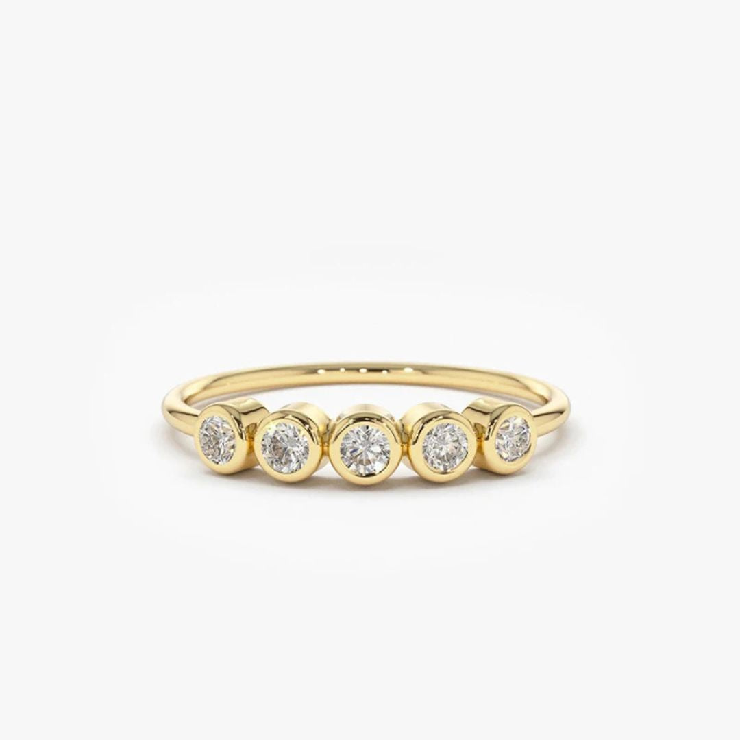 Lunette Glow - 925 Zilveren Moissanite 5-Steen Ring Dames 0.5CT