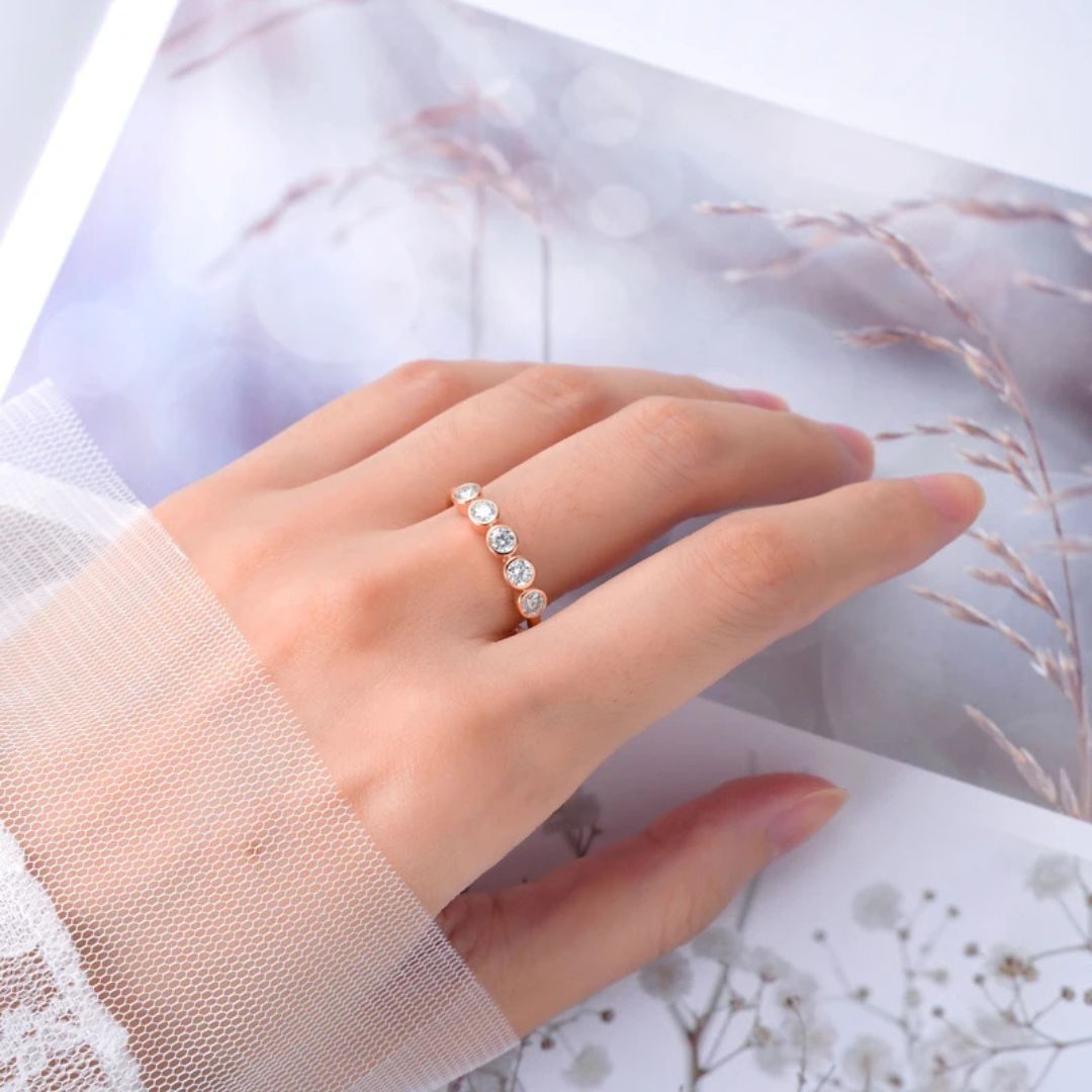 Lunette Glow - 925 Zilveren Moissanite 5-Steen Ring Dames 0.5CT