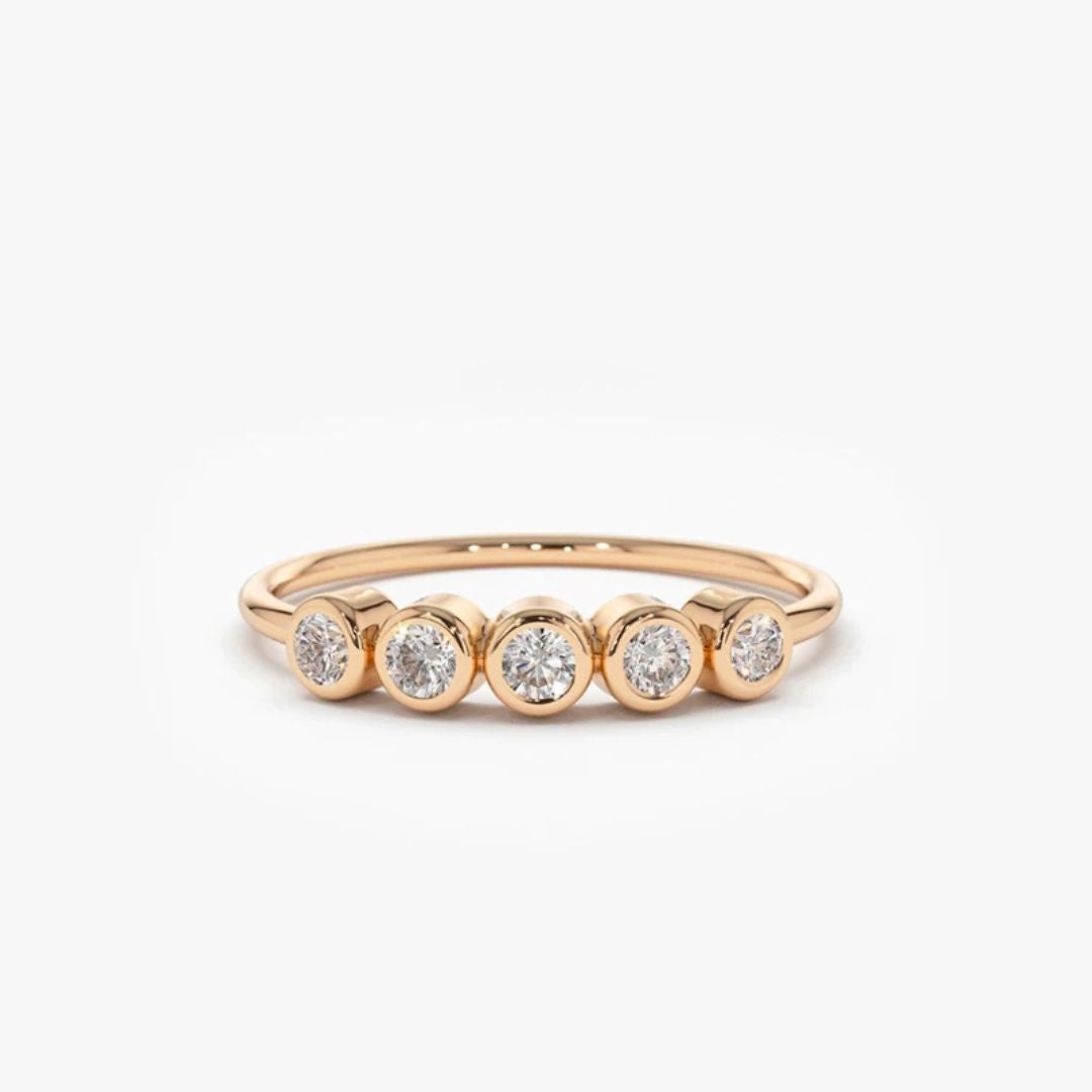 Lunette Glow - 925 Zilveren Moissanite 5-Steen Ring Dames 0.5CT
