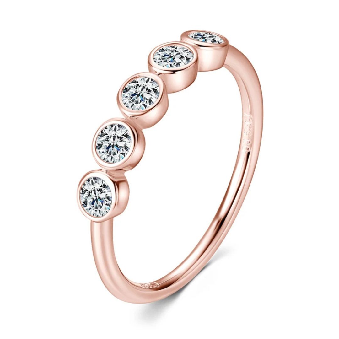 Lunette Glow - 925 Zilveren Moissanite 5-Steen Ring Dames 0.5CT