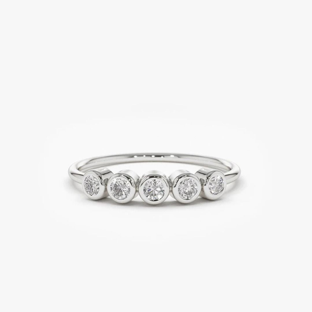 Lunette Glow - 925 Zilveren Moissanite 5-Steen Ring Dames 0.5CT