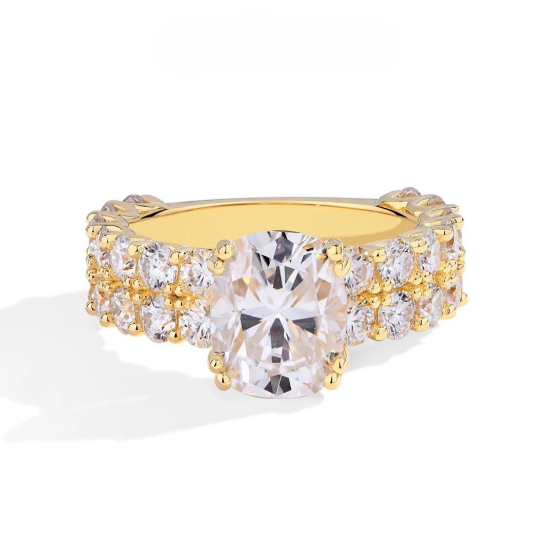Opulence Cushion - 18k Goldplated S925 Zilveren Moissanite Ring Dames 3CT