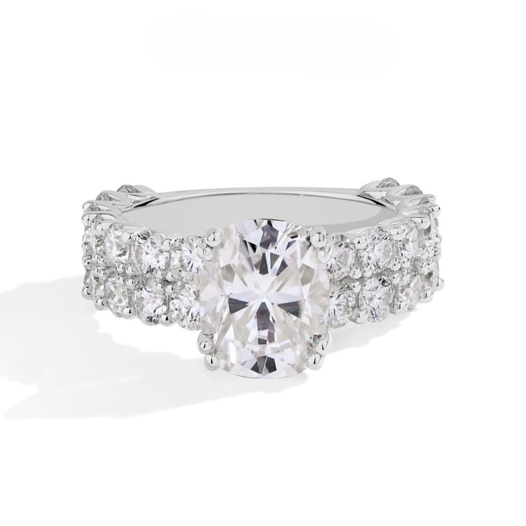 Opulence Cushion - 18k Goldplated S925 Zilveren Moissanite Ring Dames 3CT