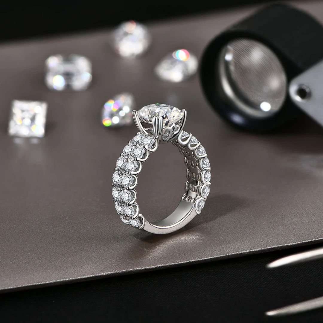 Opulence Cushion - 18k Goldplated S925 Zilveren Moissanite Ring Dames 3CT