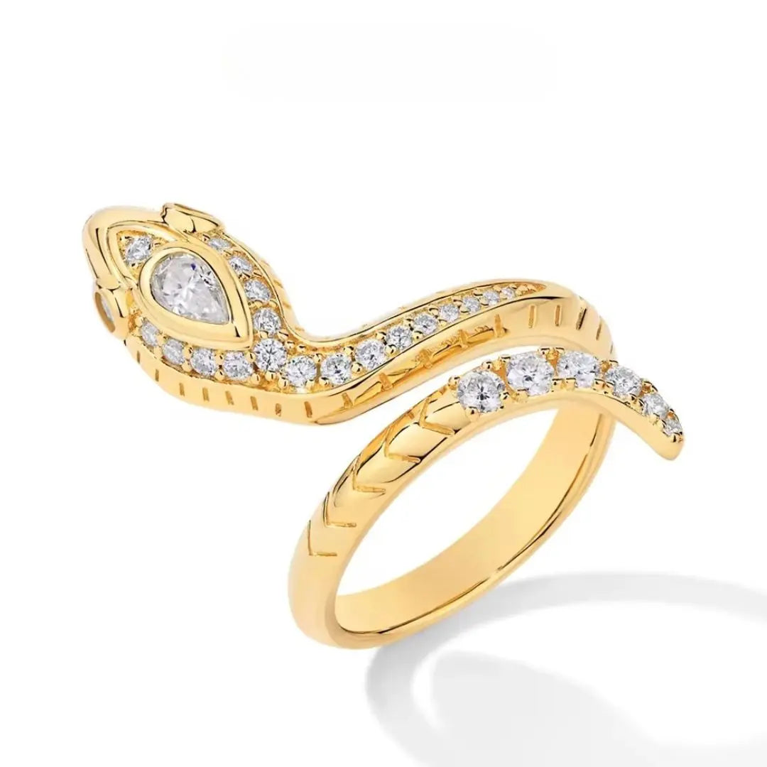 Orion Serpent - Moissanite Ring met 14k Goldplating Amora Maison