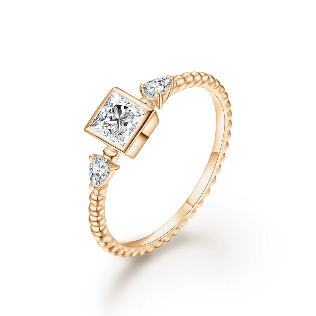 RegalGem - 18k Goldplated S925 Zilveren Moissanite Ring Dames 0.5CT