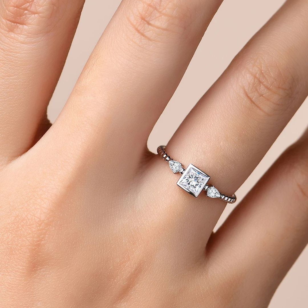 RegalGem - 18k Goldplated S925 Zilveren Moissanite Ring Dames 0.5CT