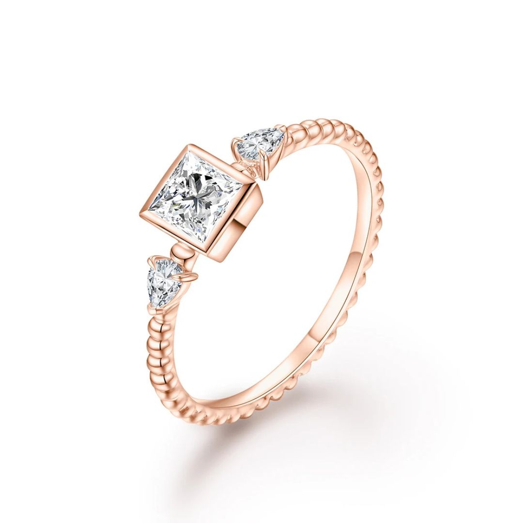 RegalGem - 18k Goldplated S925 Zilveren Moissanite Ring Dames 0.5CT