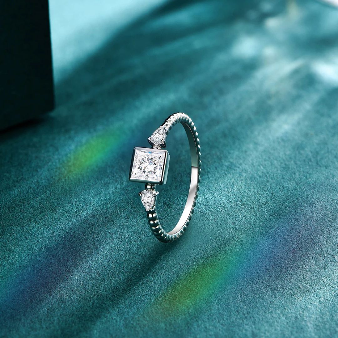 RegalGem - 18k Goldplated S925 Zilveren Moissanite Ring Dames 0.5CT