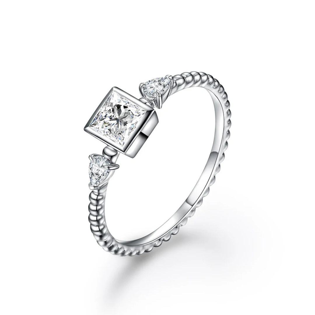 RegalGem - 18k Goldplated S925 Zilveren Moissanite Ring Dames 0.5CT